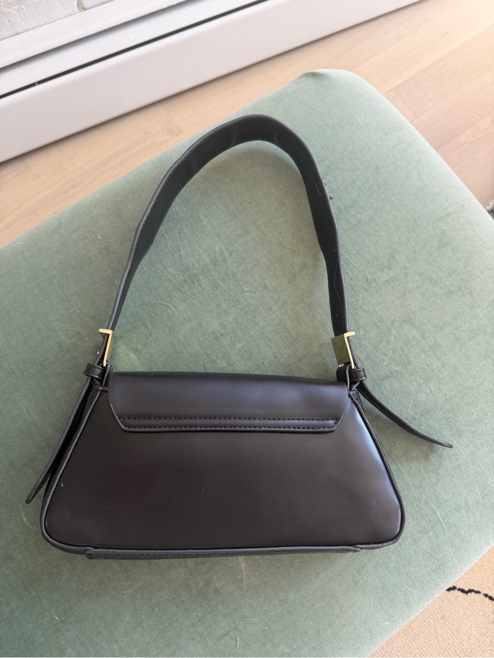 Zara Black Shoulder Bag with Gold Accents - Picture 3 of 9